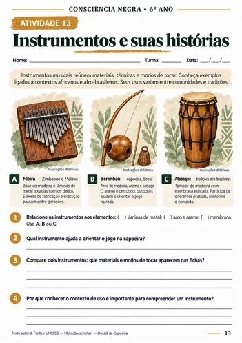 Atividade 13: Instrumentos e suas histórias - 6º ano