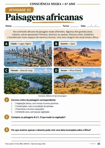 Atividade 03: Paisagens africanas - 6º ano