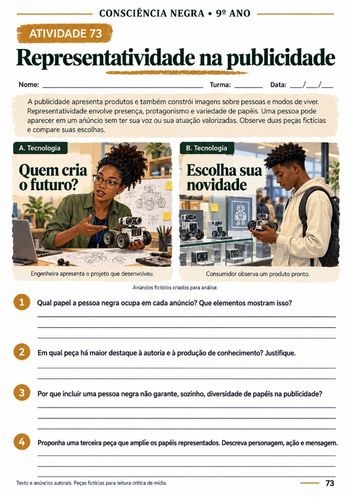 Atividade 73: Representatividade na publicidade - 9º ano